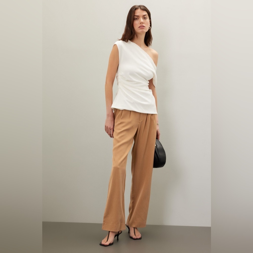 NWT Reformation Mason Trousers Camel Wide Leg Pants spring workwear essential